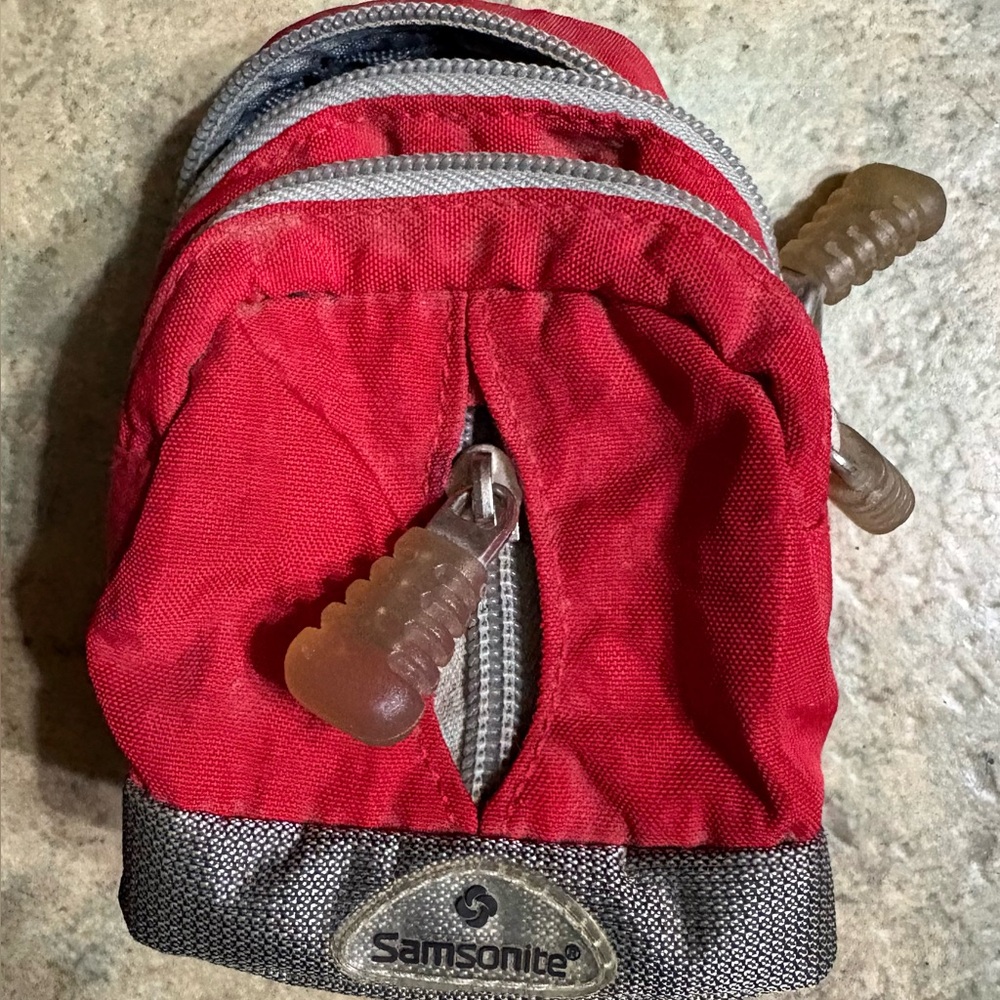 Samsonite Red and Gray Mini Pouch - camera bag or use for money/cards